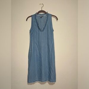 Tommy Bahama Size XS Denim Dress Pockets Fringe Edge